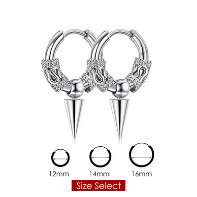 Cercei Homme Cerceu cu cerc din oțel inoxidabil pentru bărbați în stil chinezesc vintage Dragon Dunge Hiphop Rock Accesorii de bijuterii de modă