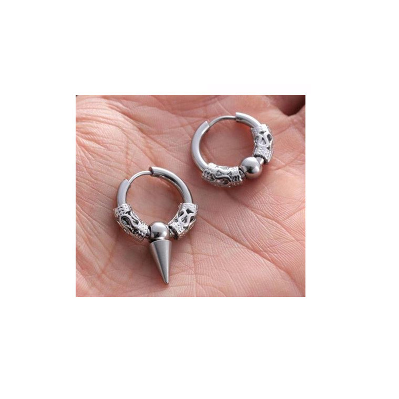 Cercei Homme Cerceu cu cerc din oțel inoxidabil pentru bărbați în stil chinezesc vintage Dragon Dunge Hiphop Rock Accesorii de bijuterii de modă