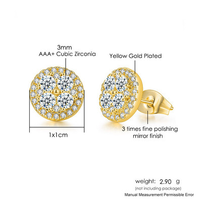 Modne hip-hop naušnice s ledenim klinovima za muškarce Hiphop zlatne boje Okrugle Iced Out cirkonski dodaci za bušenje ušiju Nakit za osobnost