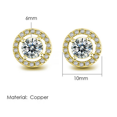 Modne hip-hop naušnice s ledenim klinovima za muškarce Hiphop zlatne boje Okrugle Iced Out cirkonski dodaci za bušenje ušiju Nakit za osobnost