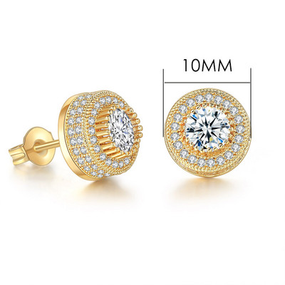 Modne hip-hop naušnice s ledenim klinovima za muškarce Hiphop zlatne boje Okrugle Iced Out cirkonski dodaci za bušenje ušiju Nakit za osobnost