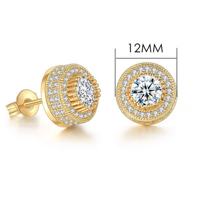 Modne hip-hop naušnice s ledenim klinovima za muškarce Hiphop zlatne boje Okrugle Iced Out cirkonski dodaci za bušenje ušiju Nakit za osobnost