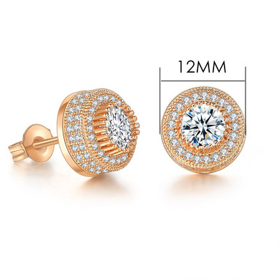 Modne hip-hop naušnice s ledenim klinovima za muškarce Hiphop zlatne boje Okrugle Iced Out cirkonski dodaci za bušenje ušiju Nakit za osobnost