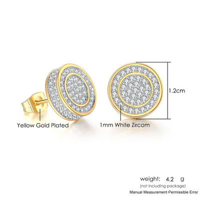 Modne hip-hop naušnice s ledenim klinovima za muškarce Hiphop zlatne boje Okrugle Iced Out cirkonski dodaci za bušenje ušiju Nakit za osobnost