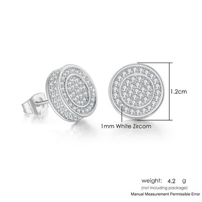 Modne hip-hop naušnice s ledenim klinovima za muškarce Hiphop zlatne boje Okrugle Iced Out cirkonski dodaci za bušenje ušiju Nakit za osobnost