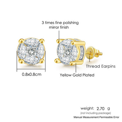 Modne hip-hop naušnice s ledenim klinovima za muškarce Hiphop zlatne boje Okrugle Iced Out cirkonski dodaci za bušenje ušiju Nakit za osobnost