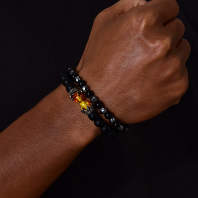 Vyriškos uolos lavos akmens karoliukų apyrankės, 8 mm tigro akių apyrankė, skirta sūnui, tėčiui, vyrui, nerimą malšinančiam papuošalui, nemokama dovanų kortelė