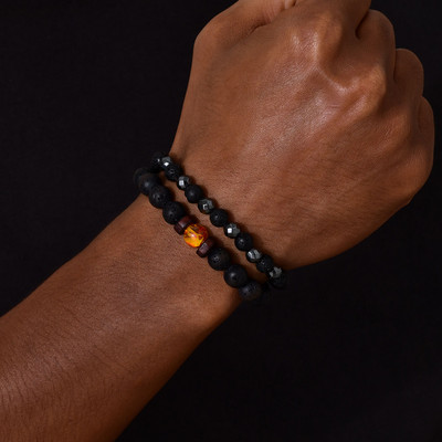 Vyriškos uolos lavos akmens karoliukų apyrankės, 8 mm tigro akių apyrankė, skirta sūnui, tėčiui, vyrui, nerimą malšinančiam papuošalui, nemokama dovanų kortelė