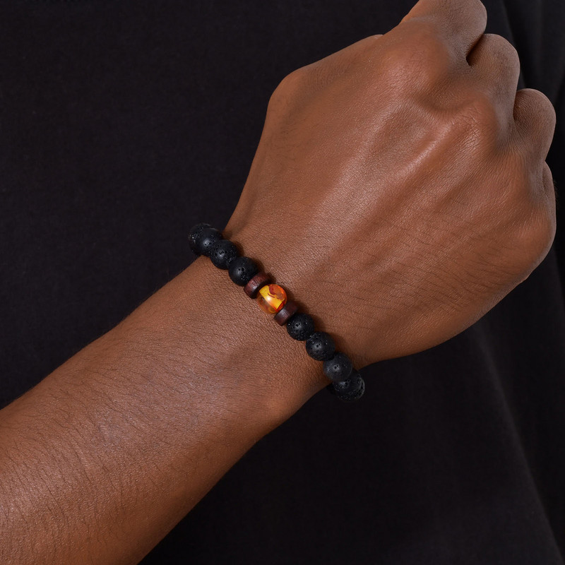 Vyriškos uolos lavos akmens karoliukų apyrankės, 8 mm tigro akių apyrankė, skirta sūnui, tėčiui, vyrui, nerimą malšinančiam papuošalui, nemokama dovanų kortelė