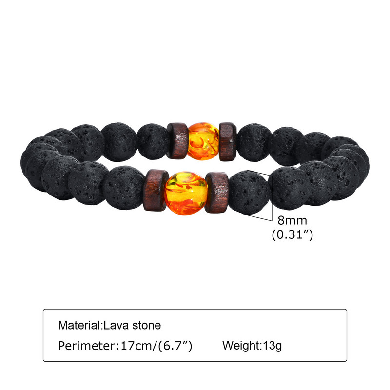 Vyriškos uolos lavos akmens karoliukų apyrankės, 8 mm tigro akių apyrankė, skirta sūnui, tėčiui, vyrui, nerimą malšinančiam papuošalui, nemokama dovanų kortelė