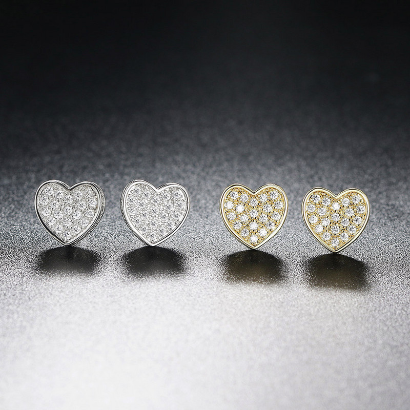 Πολυτελή σκουλαρίκια πάγου με καρφιά για άντρες Hip-hop Rapper Fashion Heart Stud σκουλαρίκι Χρυσό χρώμα Αξεσουάρ αυτιών Piercing Κοσμήματα