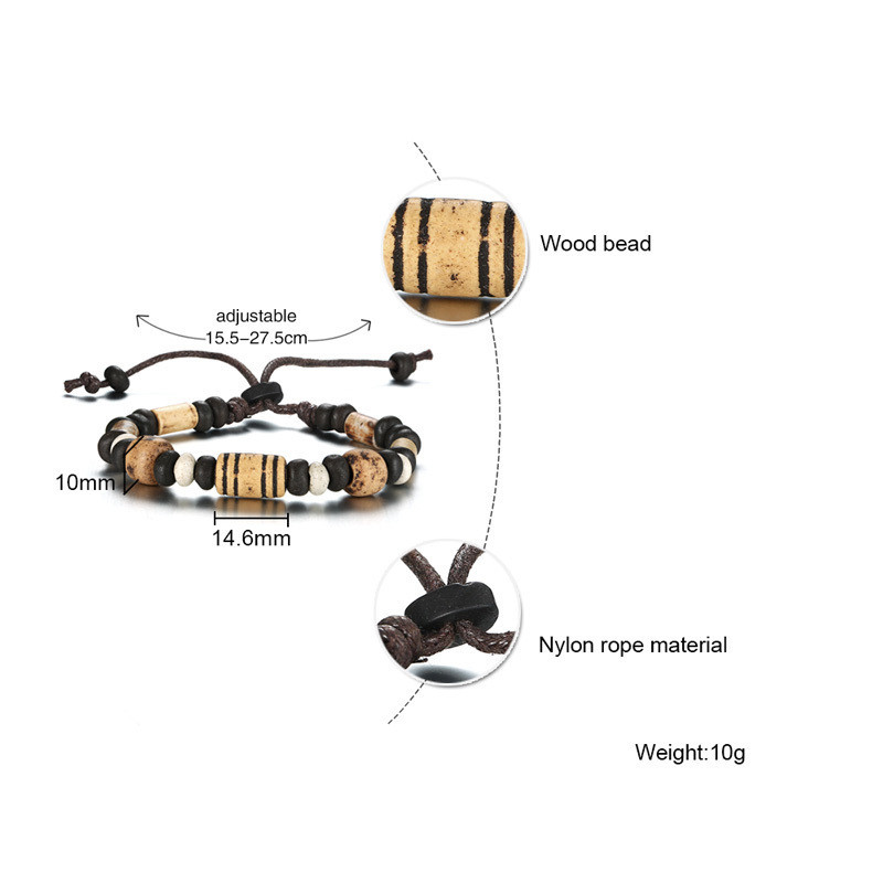 Vīriešu koka pērlīšu rokassprādzes sērfotājs Bohēmijas kraušanas rokassprādze Tribal Chic rotaslietas aukliņu rotaslietas festivāls Boho Gypsy