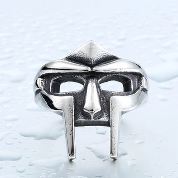 Винтидж пръстени с маска на спартански воин за мъже Хип-хоп мъжки метален пръстен с череп с глава на призрак Готически пънк рок Байкър Аксесоари за бижута