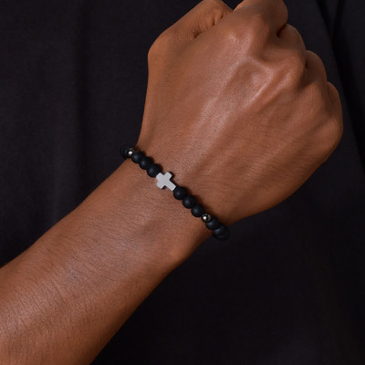 Meeste usuristi 4//6 mm looduslikust kivist helmed virnastatavad käevõrud, käsitsi valmistatud punutud reguleeritav köiega käepael, tasuta usukaart