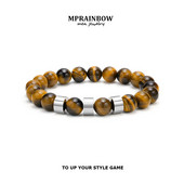 Narukvice s tigrovim okom od 8 mm za muškarce s elastičnom muškom narukvicom za surfere, nakit