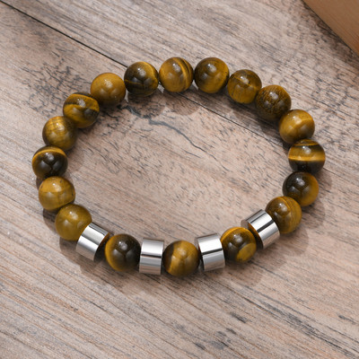 Narukvice s tigrovim okom od 8 mm za muškarce s elastičnom muškom narukvicom za surfere, nakit