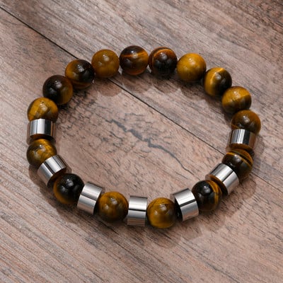 Narukvice s tigrovim okom od 8 mm za muškarce s elastičnom muškom narukvicom za surfere, nakit
