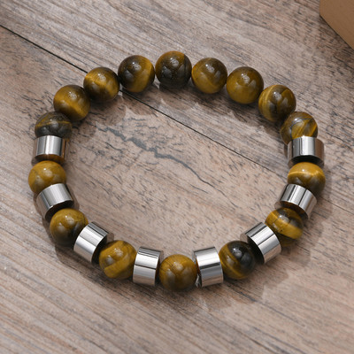 Narukvice s tigrovim okom od 8 mm za muškarce s elastičnom muškom narukvicom za surfere, nakit