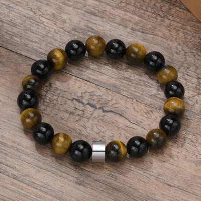 Narukvice s tigrovim okom od 8 mm za muškarce s elastičnom muškom narukvicom za surfere, nakit