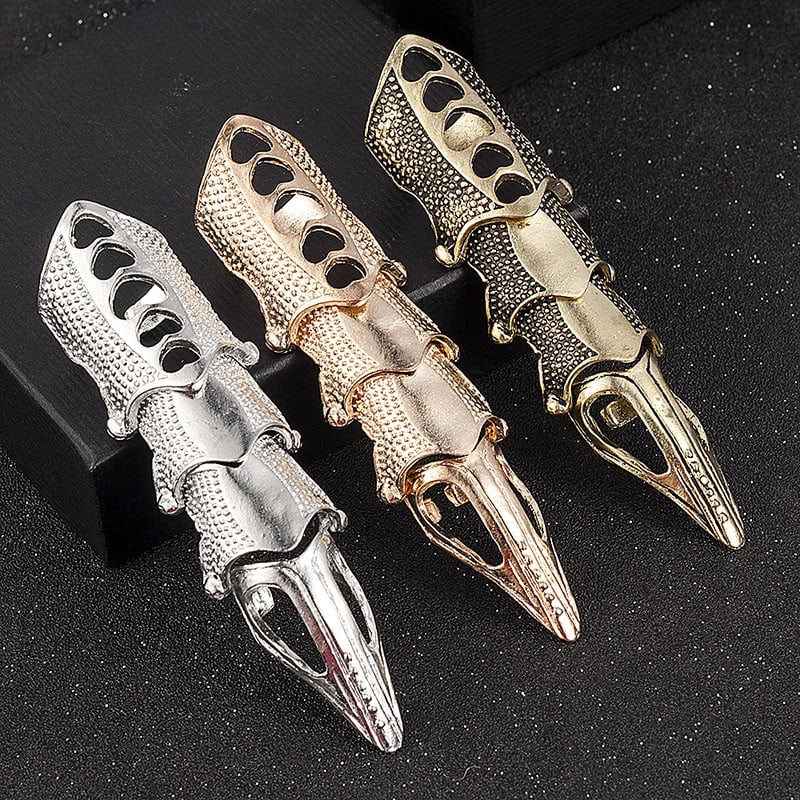 Ρετρό Punk Gothic Armor Δαχτυλίδι εύκαμπτο Metal Assassin Scroll Joint Knuckle Metal Full Finger Ring για άνδρες Γυναικεία κοσμήματα