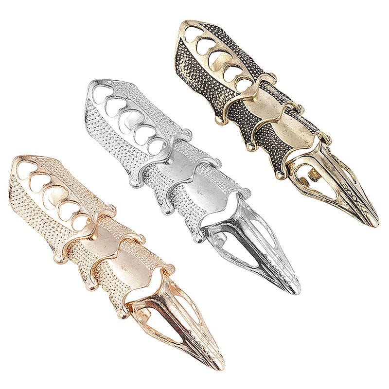 Ρετρό Punk Gothic Armor Δαχτυλίδι εύκαμπτο Metal Assassin Scroll Joint Knuckle Metal Full Finger Ring για άνδρες Γυναικεία κοσμήματα