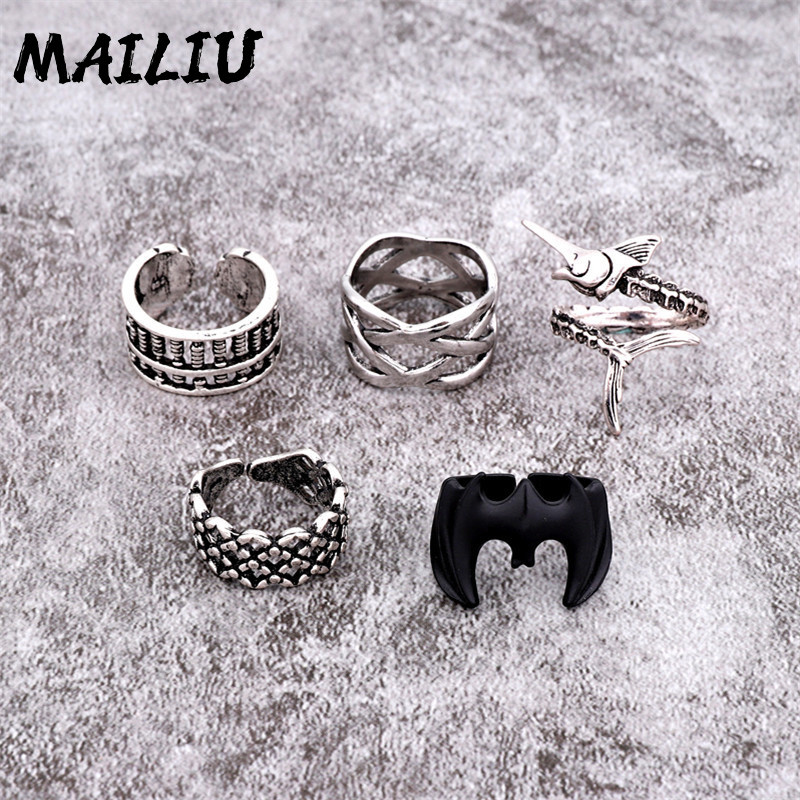 14 stili Punk Stils Vilks Čūska Pūķis Dzīvnieku Gredzens Mode Vīriešu Gredzens Pārspīlēts Roka Gredzens Rotaslietas Dāvana Regulējams