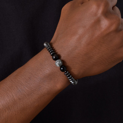 Ανδρικά 8mm Tiger Eye Stone Beaded and Stars Leather Stacking βραχιόλια για τον γιο μπαμπά Σύζυγο παππού Boyfriend BFF, Δωρεάν δωροκάρτα