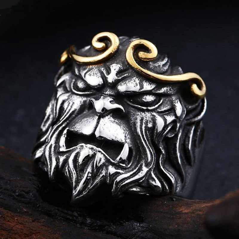 Vintage Monkey King gyűrű Monkey King Sun Wukong Küzdelem Buddha ellen Divatos kiegészítők női Gyűrűk Ékszer Ajándék