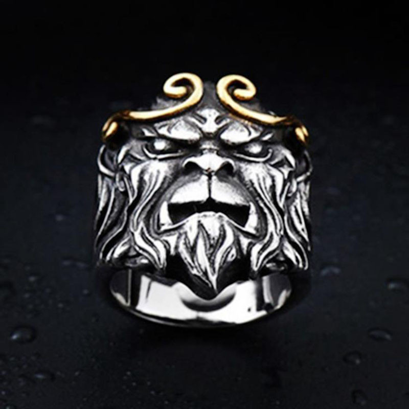 Vintage Monkey King gyűrű Monkey King Sun Wukong Küzdelem Buddha ellen Divatos kiegészítők női Gyűrűk Ékszer Ajándék