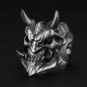 Retro ötvözet ördögmaszk gyűrű Divatos japán prajna szellem koponya gyűrűk férfi női népszerű ékszer ajándék mozdonygyűrű