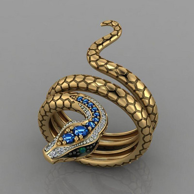 Võluv kuldne mao sõrmus Sinine kivist inkrusteeritud madu sõrmus meestele ja naistele Mood Noble Ehted Kingitused Kohaletoimetamine