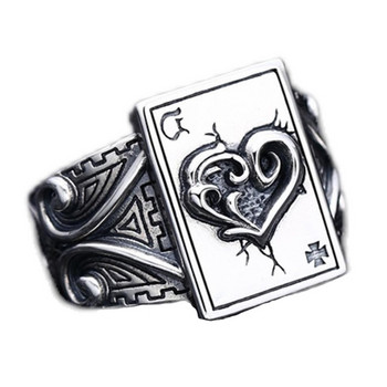 Винтидж готически покер пръстени за мъже, жени Асо пика Карти за игра Модерни аксесоари за бижута Сватбен банкетен пръстен Променящ размер