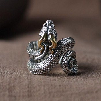 Ретро скандинавски пръстен с гигантска змия Jormungand за жени, мъже, сребърни пръстени с животни, модни аксесоари за бижута