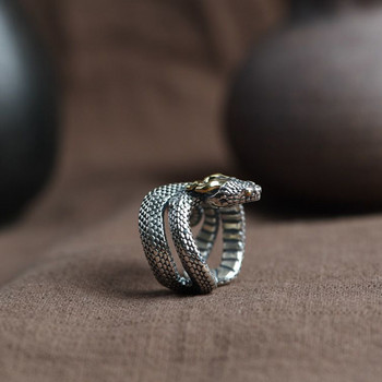 Ρετρό Nordic Giant Snake Jormungand δαχτυλίδι για γυναίκες Ανδρικά ασημένια δαχτυλίδια ζώων Μοντέρνα αξεσουάρ κοσμημάτων