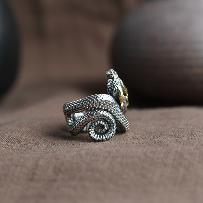 Retro nordic óriáskígyó Jormungand gyűrű nőknek férfi ezüst színű állatgyűrűk Divatos ékszer kiegészítők