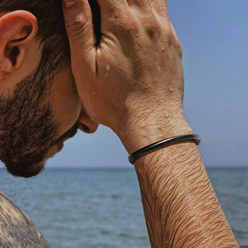 Stilinga vyriška susukta rankogalių apyrankė su maža riešo Mobius apyranke, alergiją mažinanti nerūdijančio plieno papuošalai Tėvo dienos dovana