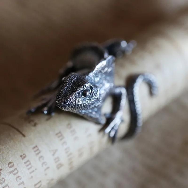 Vintage Lizard Gyűrűk Férfiak Női Divatos Gecko Hip Hop Rock Gyűrű Ékszer Ajándék