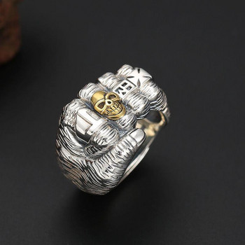 Винтидж пръстени с юмрук с череп за жени, мъже, модерни, преувеличени, хип-хоп, рок бижута, подарък, пръстен, регулируем