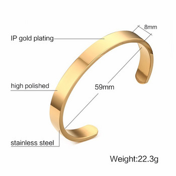 Масивни златни плоски 6 мм 8 мм гривни с маншети за мъже Гривни, скоби Brazalet Bileklik Braslet