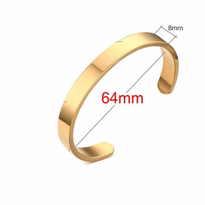Čvrste zlatne ravne narukvice od 6 mm 8 mm s manžetama za muškarce Narukvice Narukvice Brazalet Bileklik Narukvice