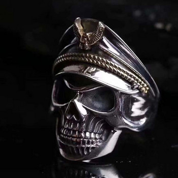 Ретро пръстени с череп на офицер за мъже, жени, пънк, хип-хоп, рок, скелет, модерен пръстен, модни бижута, подаръци, регулируеми