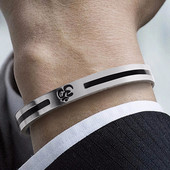 Βραχιόλι από ανοξείδωτο ατσάλι από ανοξείδωτο ατσάλι, βραχιόλι με μανσέτα για ανδρικά κοσμήματα Om Ohm Aum