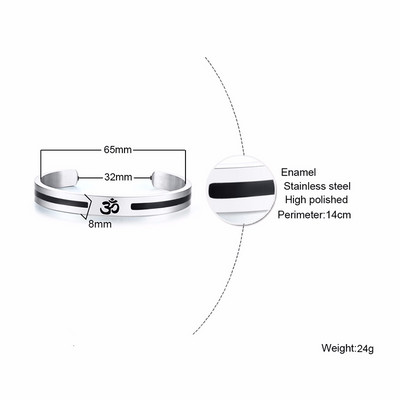 Βραχιόλι από ανοξείδωτο ατσάλι από ανοξείδωτο ατσάλι, βραχιόλι με μανσέτα για ανδρικά κοσμήματα Om Ohm Aum