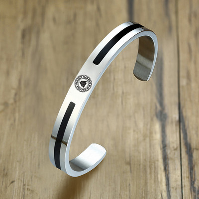 Βραχιόλι από ανοξείδωτο ατσάλι από ανοξείδωτο ατσάλι, βραχιόλι με μανσέτα για ανδρικά κοσμήματα Om Ohm Aum