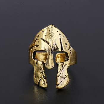 Ρετρό πολεμικό δαχτυλίδι Spartan Mask Ανδρικό δαχτυλίδι με κράνος βράχου υπερβολικό κόσμημα χρυσό ασημί χρώμα δαχτυλίδι δώρο