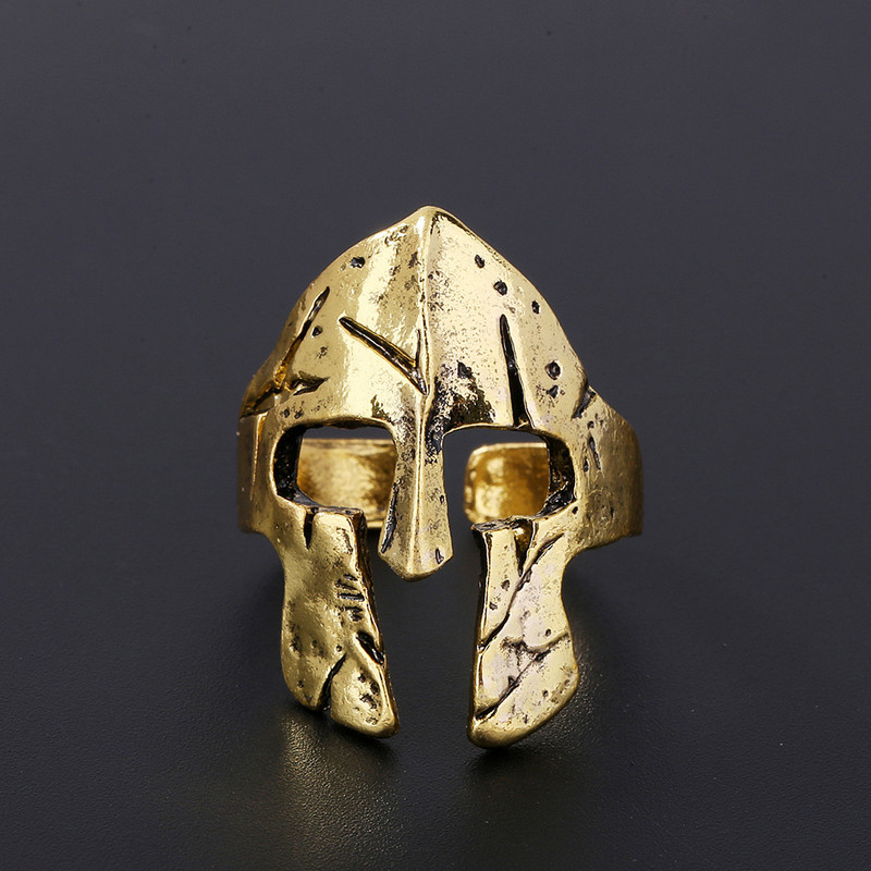 Retro Warrior Gredzens Spartan Mask Vīriešu Rock ķiveres Gredzens Pārspīlēti Rotaslietas Zelta Sudraba Krāsa Gredzens Dāvana