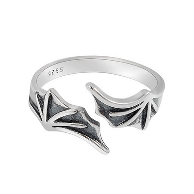 Vintage Punk Αρχαίο Ασημένιο Δαχτυλίδι Νυχτερίδας Προσωποποιημένο Δημοφιλή Μόδα Ανδρικά και Γυναικεία Κοσμήματα Δαχτυλίδια ζώων με ρυθμιζόμενο άνοιγμα