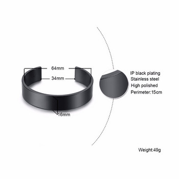 16MM широка мъжка минимална обикновена гривна с маншет Персонализирана персонализирана гравирана гривна от неръждаема стомана Подарък за годишнина