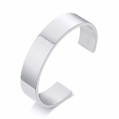 Δώρο επετείου 16 χιλιοστών φαρδύ ανδρικό βραχιόλι με απλή μανσέτα, εξατομικευμένο από ανοξείδωτο χάλυβα, προσαρμοσμένο χαραγμένο βραχιόλι