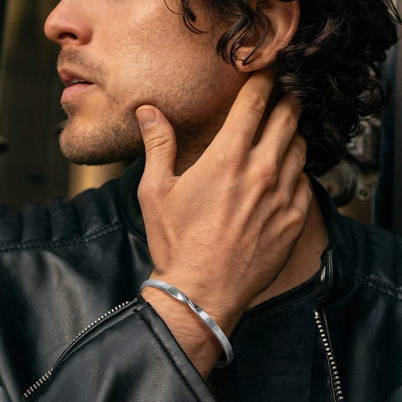 Vīriešu nerūsējošā tērauda masīvmetāla Mobius Viking savītas rokassprādzes, Minimālisma atvērtas aproču rokassprādzes Dāvanas vīriešu zēnu rotaslietas